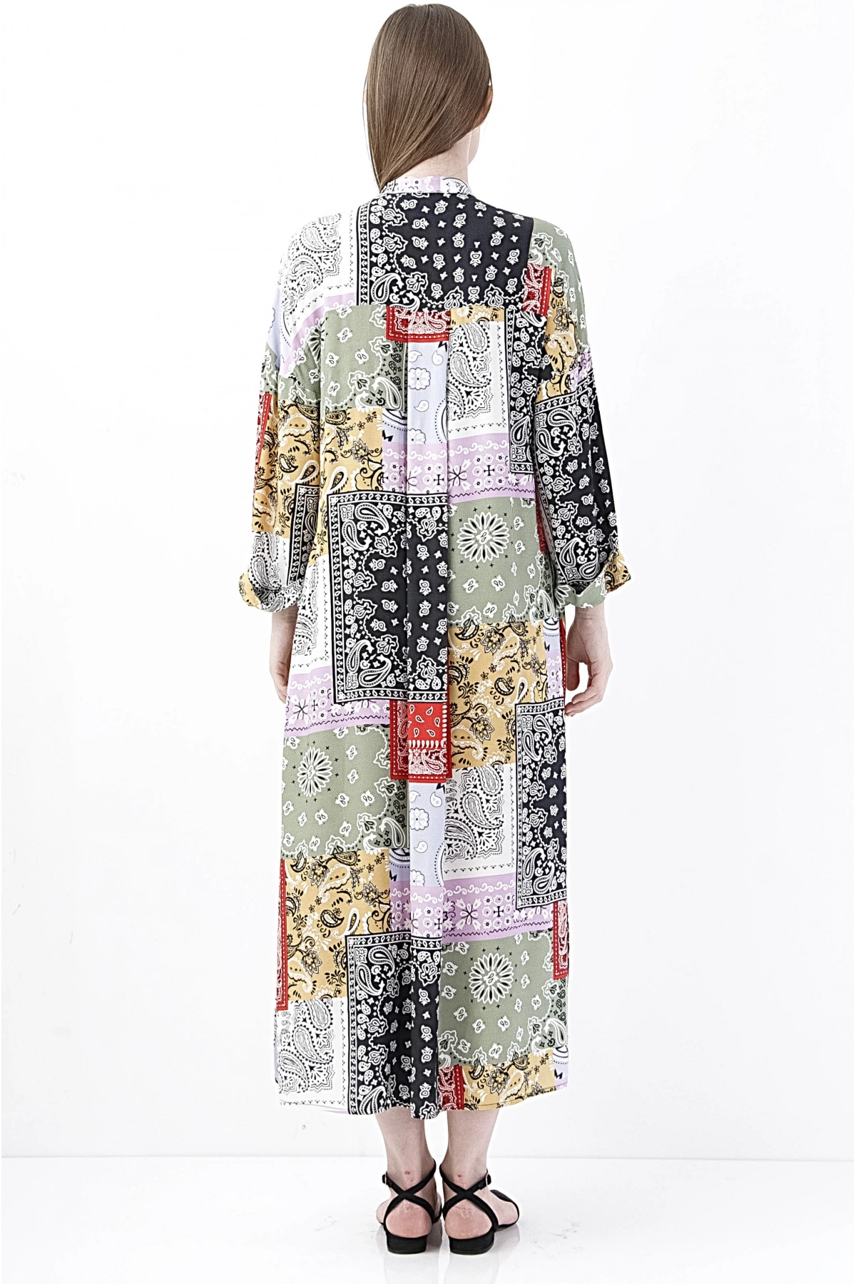 Moda Bandana Uzun Kadın Hakim Yaka Elbise