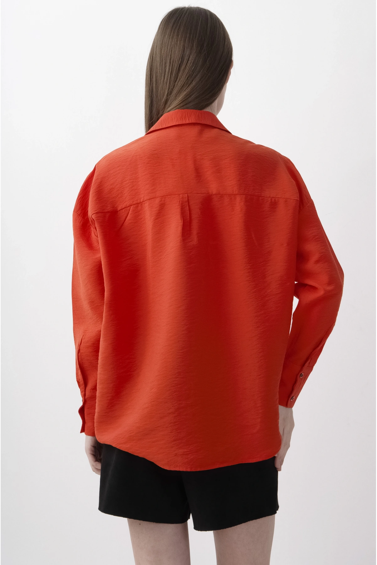 Mavi Beyaz Çiçekli Kadın Kırmızı Gömlek Şık Viskon