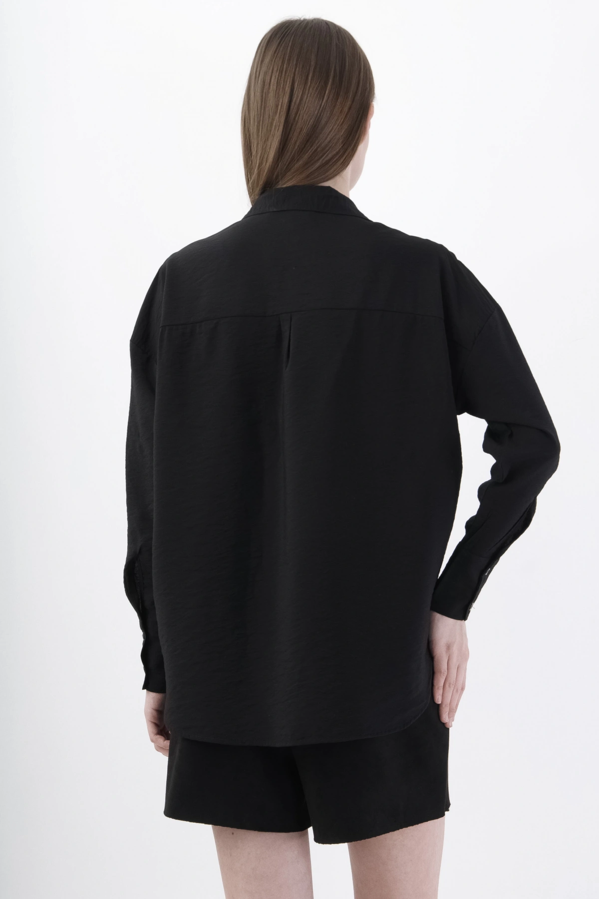 Siyah Çiçekli Kadın Gömlek Şık Viskon Bluz