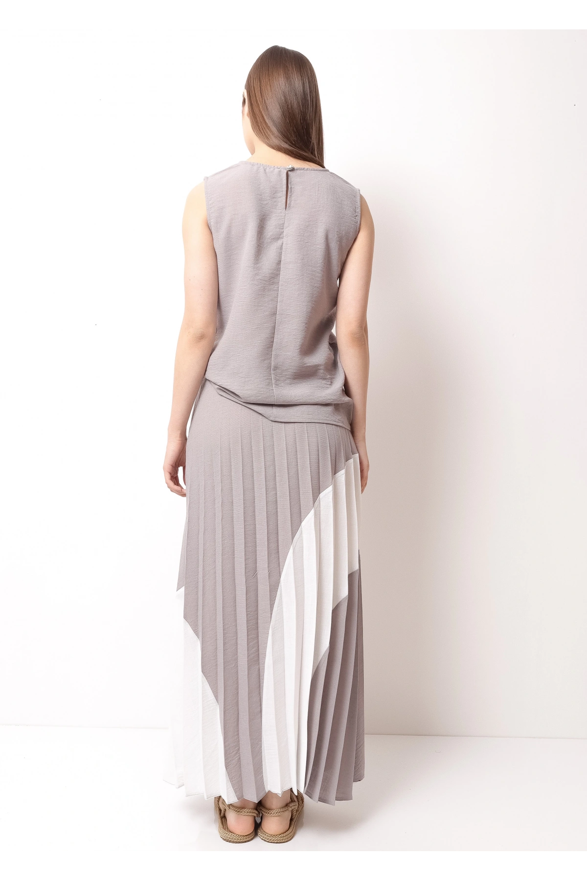 Gri Beyaz Kadın Etek Takım