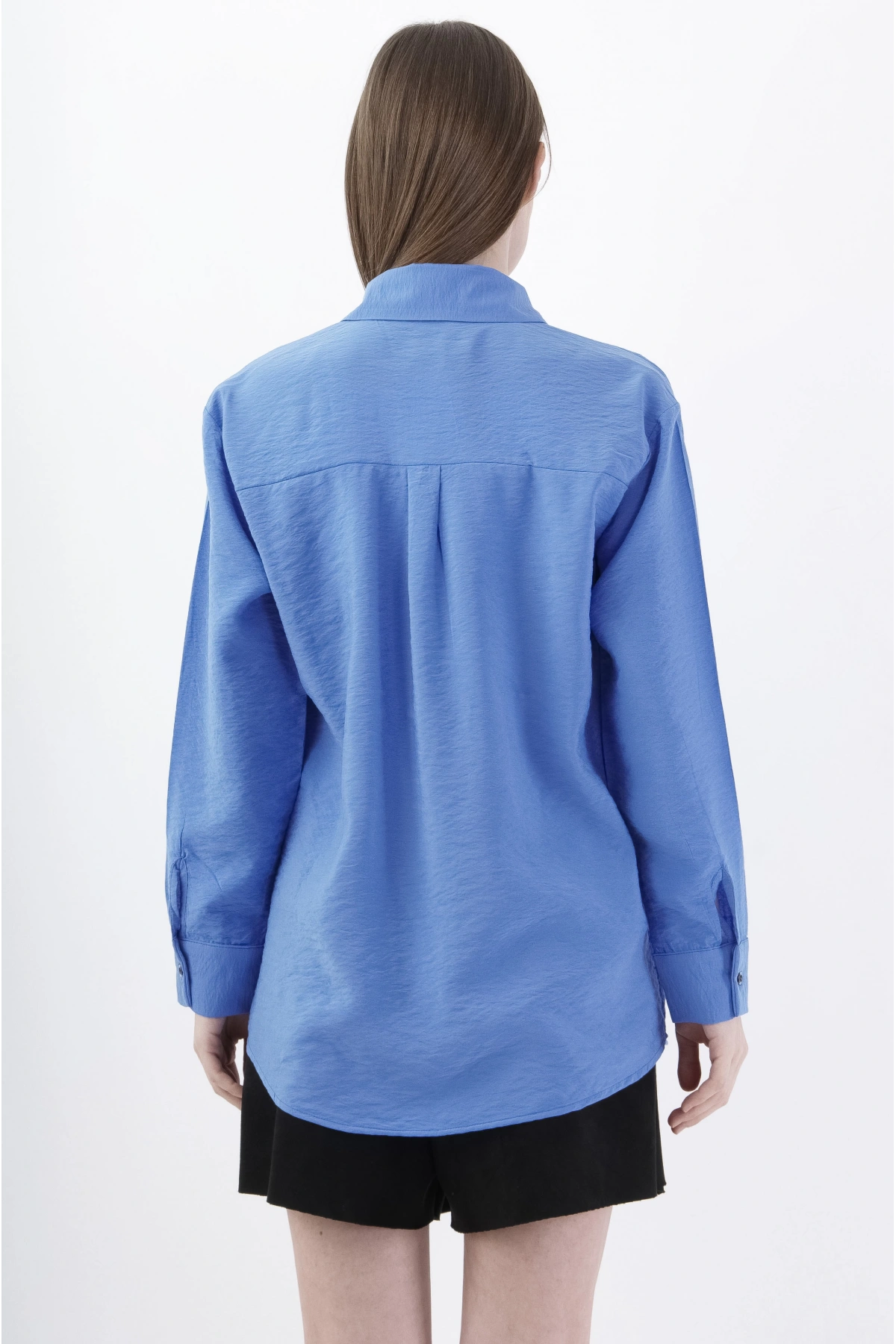 Trendy Mavi Kadın Gömlek Uzun Kollu Viskon Bluz