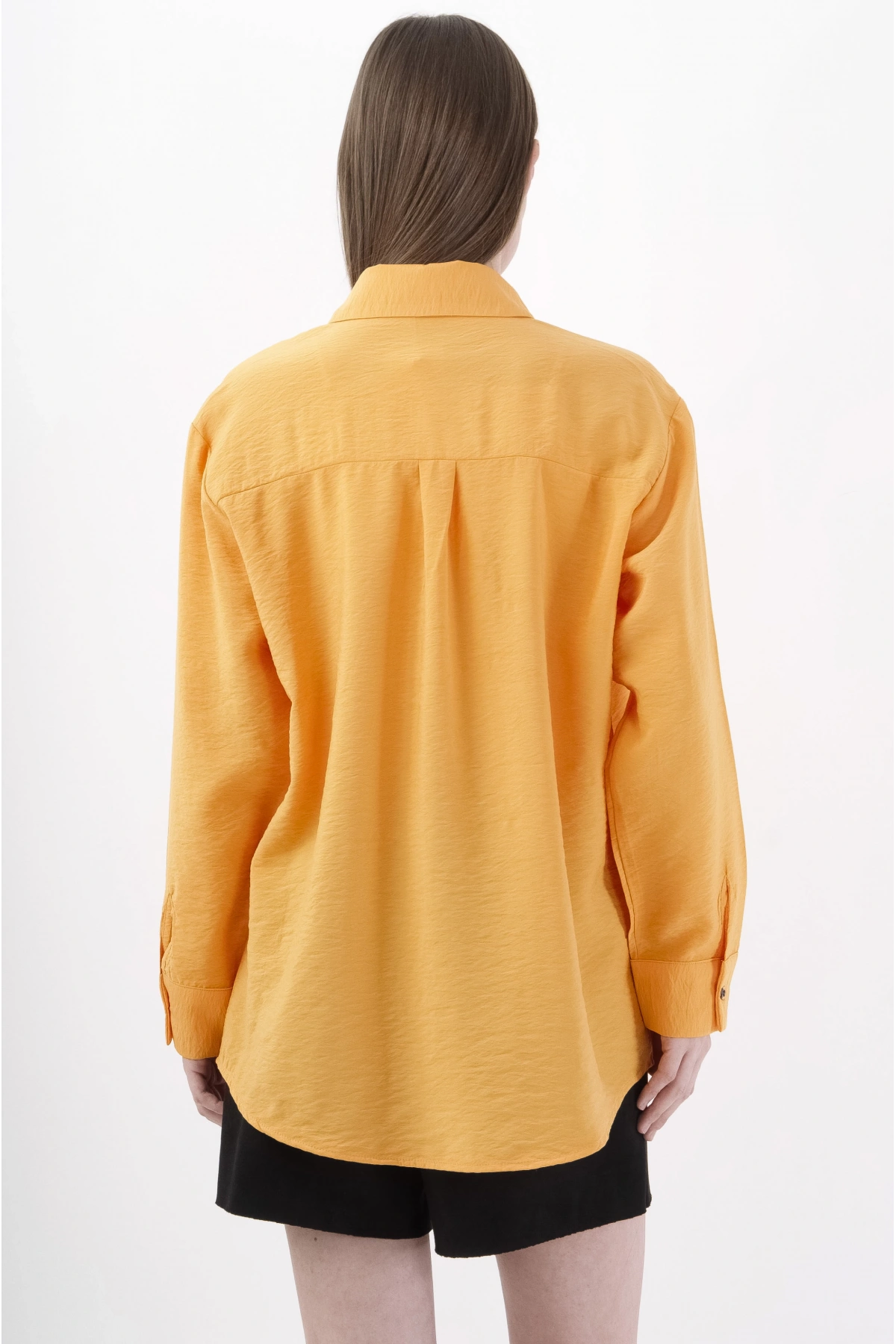 Turuncu Kadın Şık Gömlek Viskon Kumaş