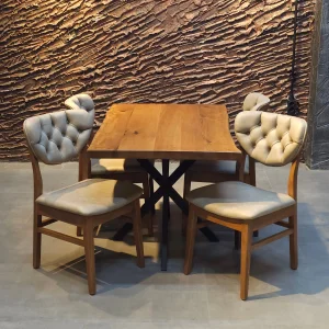 Ceviz Masa ve 4 Adet Başak Sandalye Takımı