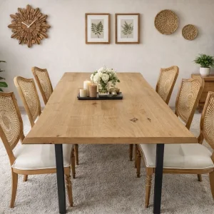 ROZET SANDALYE VE 220x100CM MASİF KESTANE MASA TAKIMI