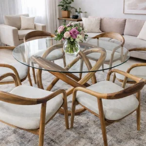 CEVİZ OSLO SANDALYE SONSUZLUK AYAK CAM MASA TAKIMI