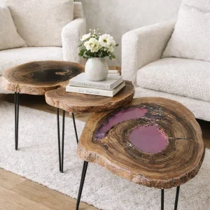 EPOKSİ DOĞAL KENARLI ZİGON SEHPA