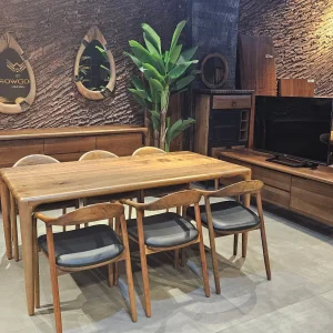 MASİF CEVİZ OSLO MASA VE 6 ADET OSLO CEVİZ SANDALYE