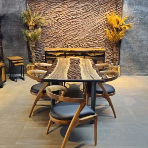 Nocturne Serisi Black Walnut Epoksi Masa Takımı