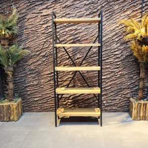 Masif Kestane Ağacı Kitaplık