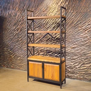 Kule Tipi Kapaklı Masif Ceviz Kitaplık