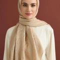 İmannoor Orijinal Dama Desen Bej Naia Pamuk Şal 70x200