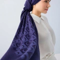 İmannoor Orijinal Dama Desen Lacivert Naia Pamuk Şal 70x200