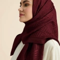 İmannoor Orijinal İman Kare Bordo Naia Pamuk Şal 70x210