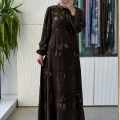 MissWhence 40823 DESENLİ ELBİSE KAHVE