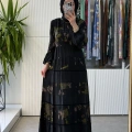 MissWhence 40823 DESENLİ ELBİSE SİYAH