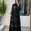 MissWhence 40823 DESENLİ ELBİSE SİYAH