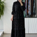 MissWhence 40830 DESENLİ ELBİSE SİYAH