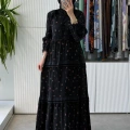 MissWhence 40830 DESENLİ ELBİSE SİYAH