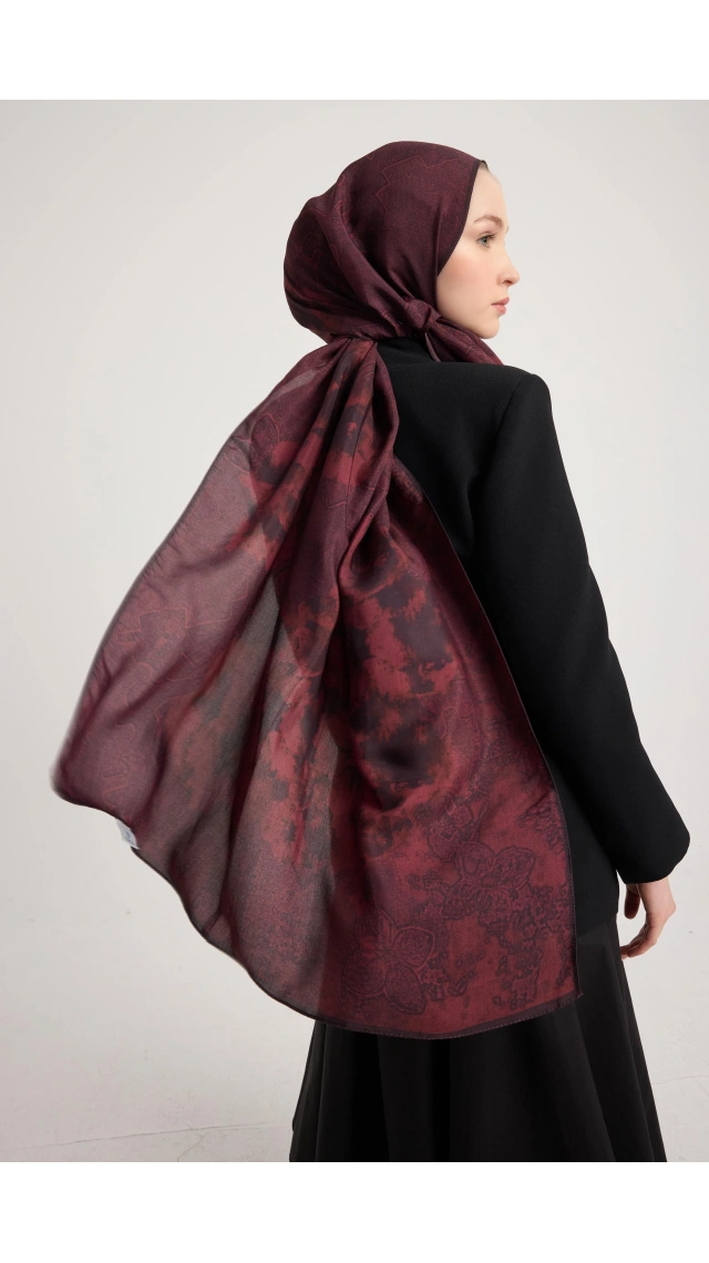 MAİSA GÜLRUH FLOŞ VİSKON ŞAL MÜRDÜM 70*190 CM