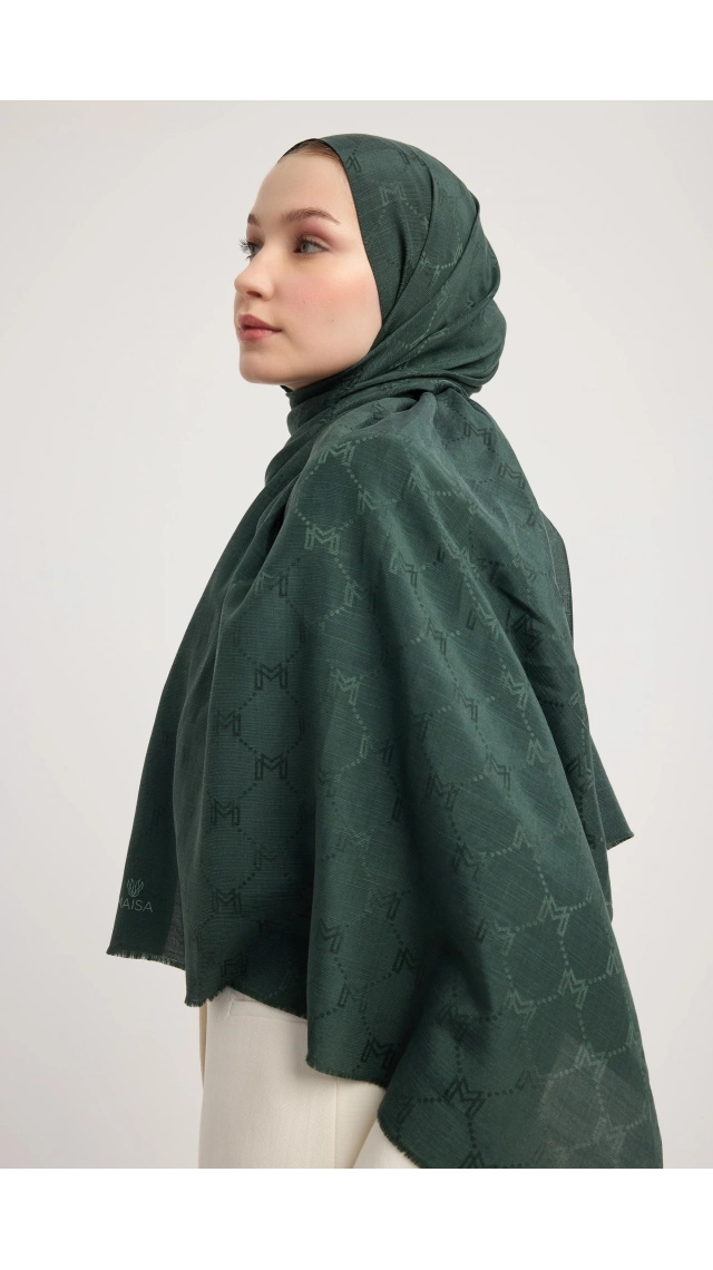 MAİSA NEDA PAMUK İPEK ŞAL KOYU YEŞİL 70*190 CM