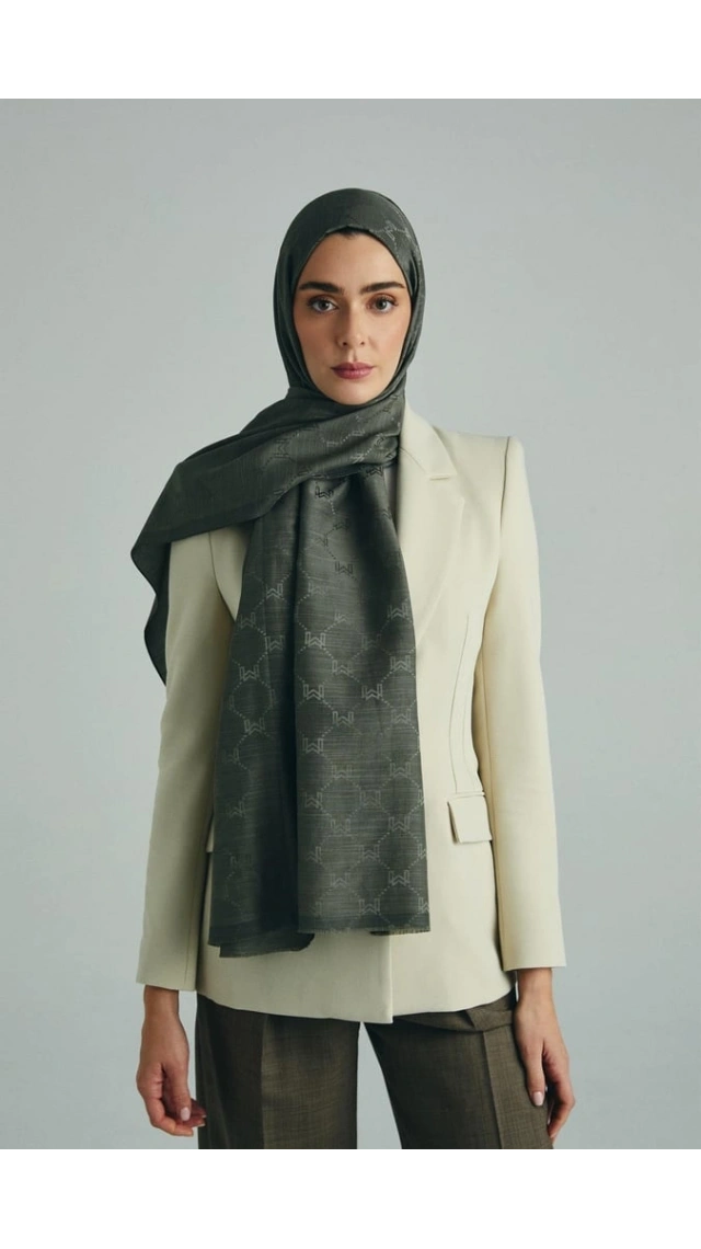 MAİSA NEDA PAMUK İPEK ŞAL HAKİ 70*190 CM