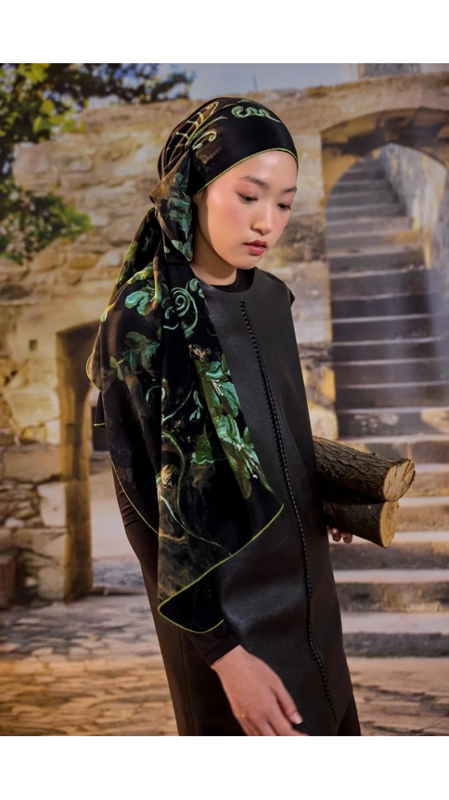 MAİSA NARİN KREP İPEK ŞAL YEŞİL