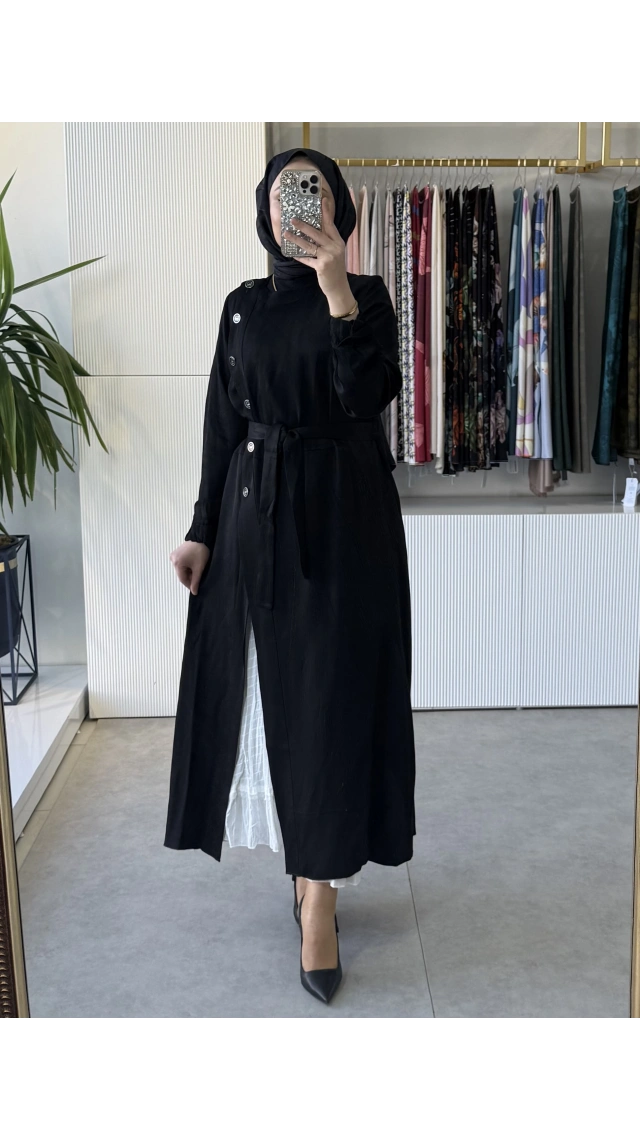 MissWhence 39806 İpek Keten İkili Elbise Siyah