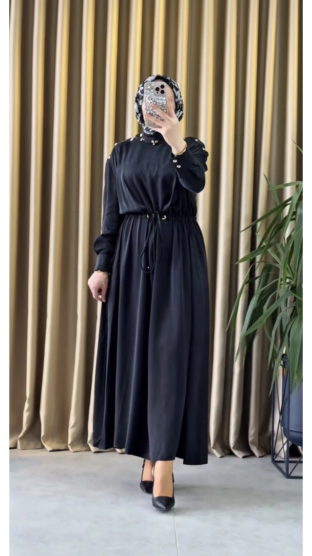 Clande İpek Elbise Siyah