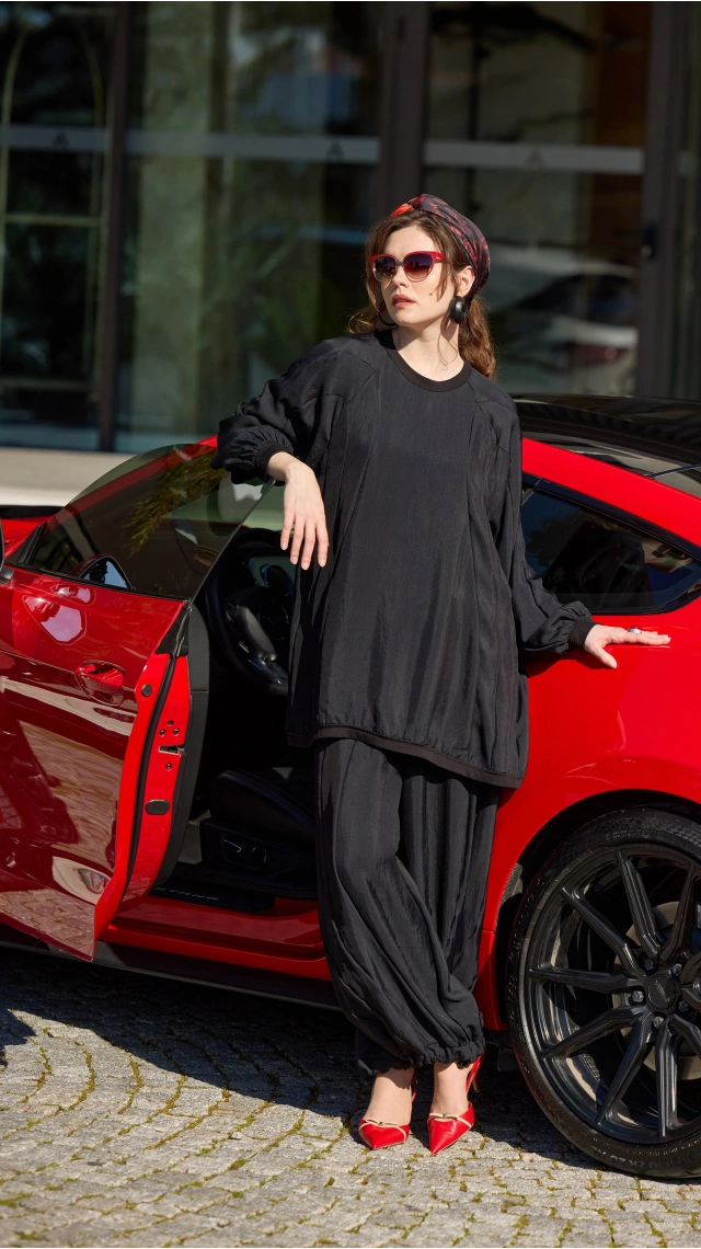 MissWhence 39022 Şalvar Takım Siyah