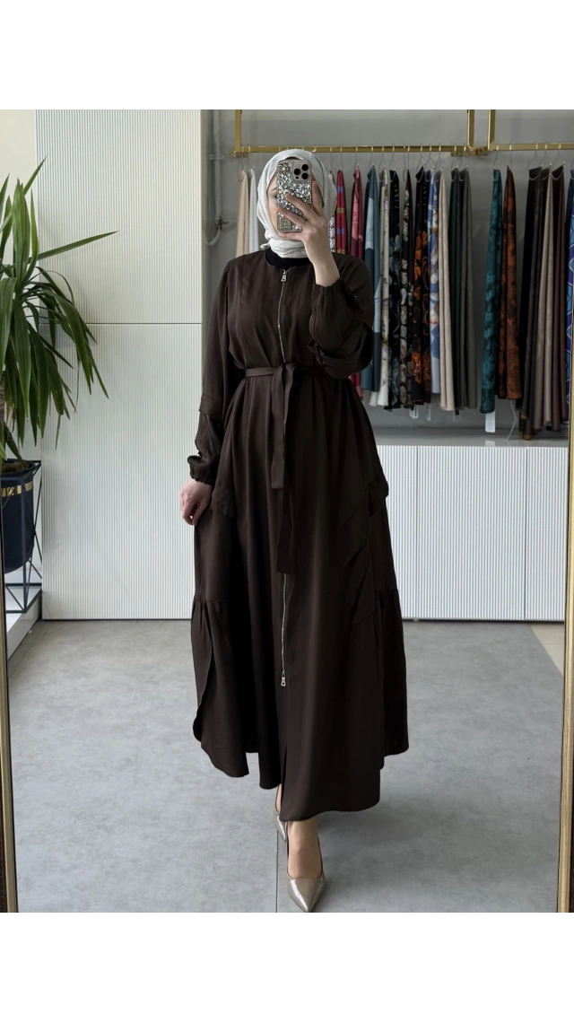 MissWhence 39508 Cepli Fermuarlı Kap Kahve