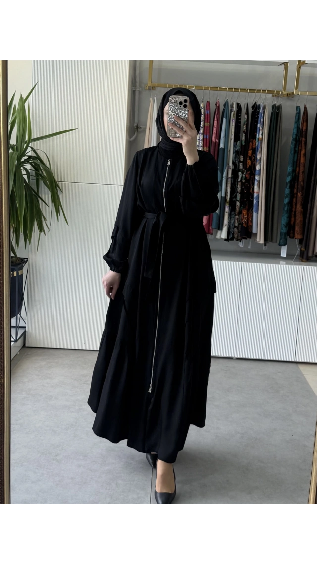 MissWhence 39508 Cepli Fermuarlı Kap Siyah