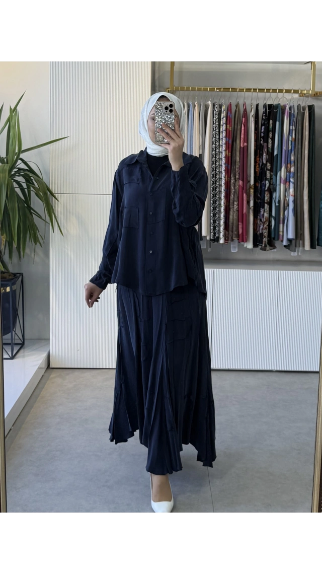 MissWhence 39304 İpek Takım Lacivert