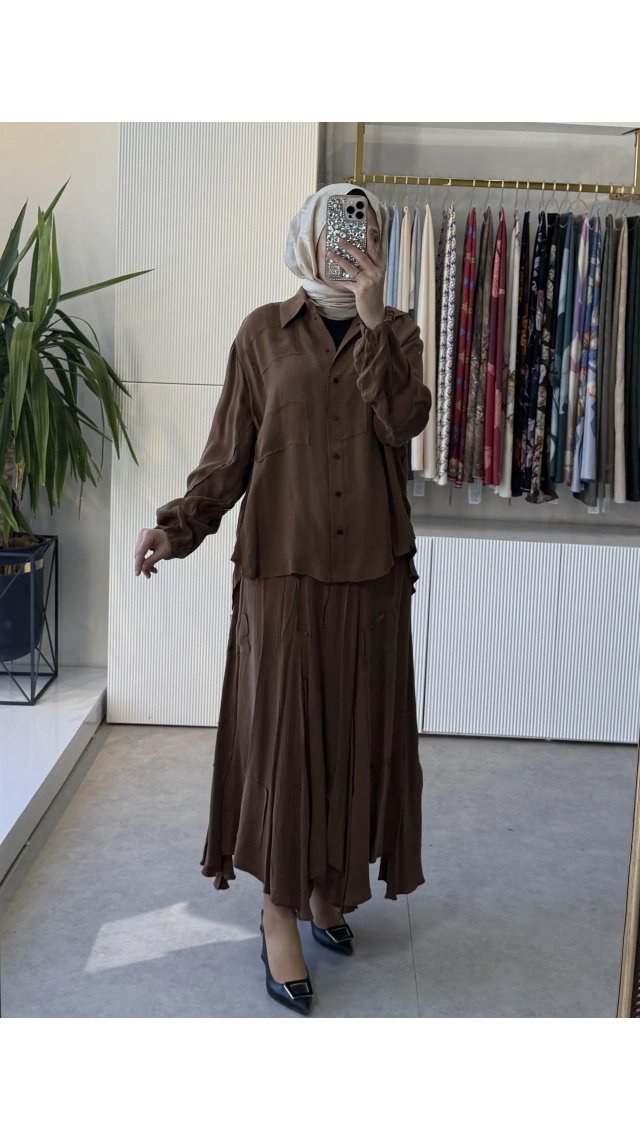 MissWhence 39304 İpek Takım Camel