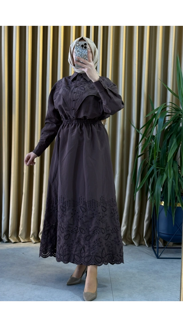 Clande 5023 Elbise Kahve