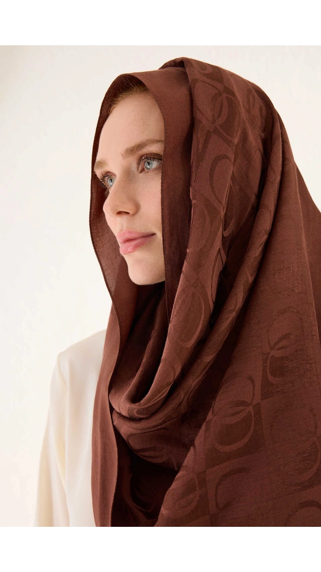 İmannoor Orijinal Dama Desen Bakır Naia Pamuk Şal 70x200
