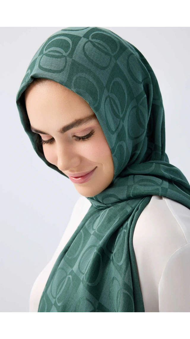 İmannoor Orijinal Dama Desen Petrol Naia Pamuk Şal 70x200