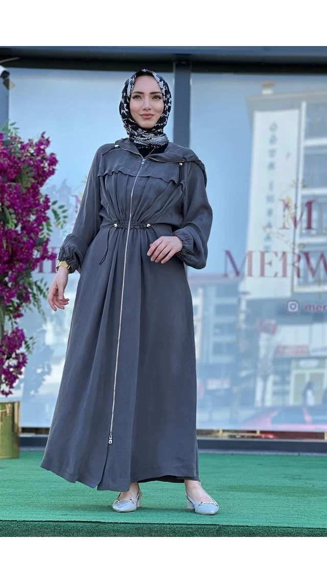 MİSSWHENCE 37504 GRİ İPEK FERACE