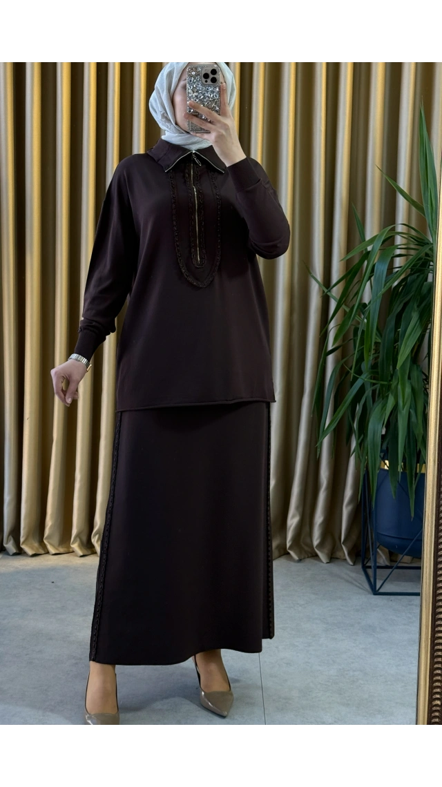 MissWhence 38018 Triko Tunik Kahve