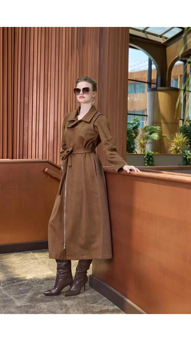 MissWhence 38502 Süet Pardesü