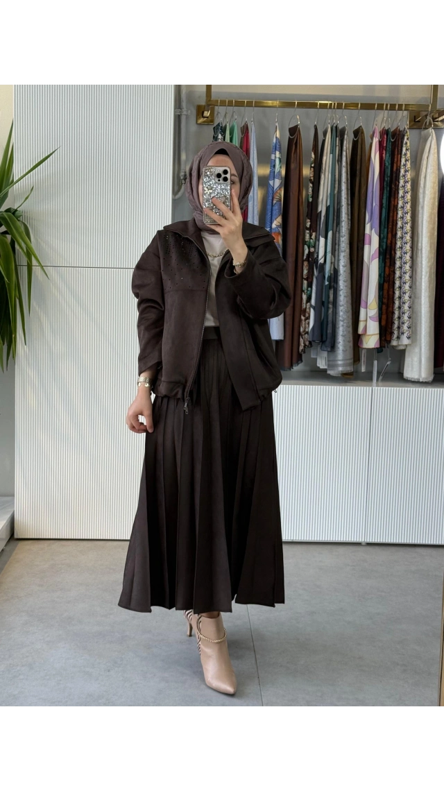Misswhence 40201 Süet Ceket kahve