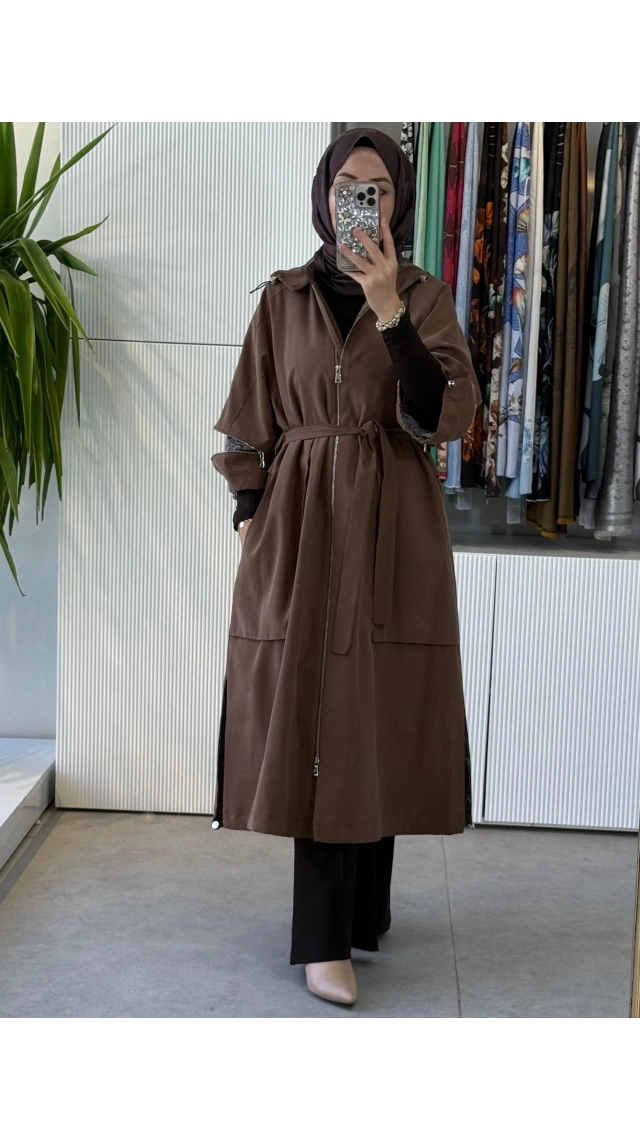 Misswhence 40700 Fermuar Detaylı  Yelek Taba