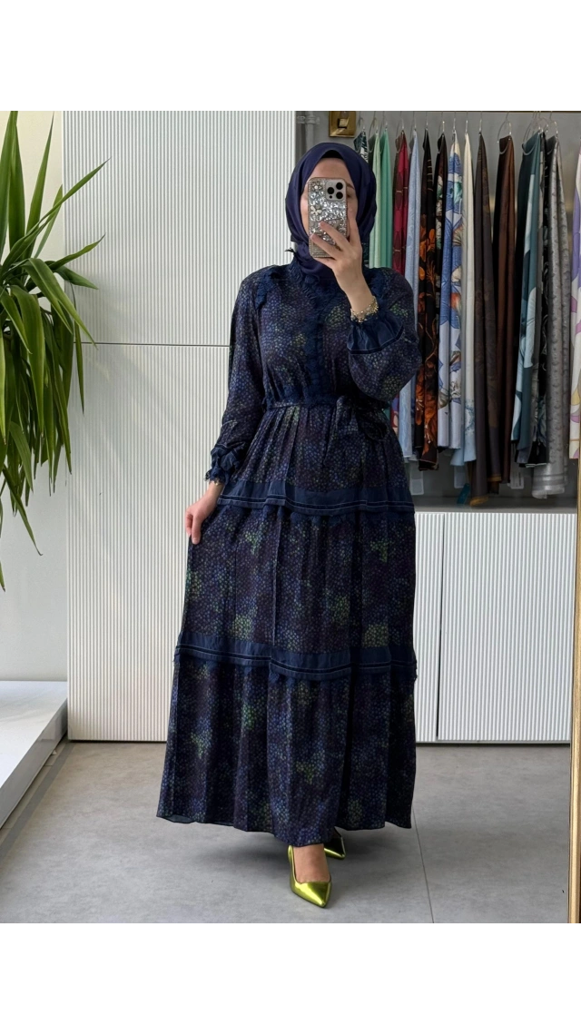 MissWhence 40830 ELBİSE LACİVERT