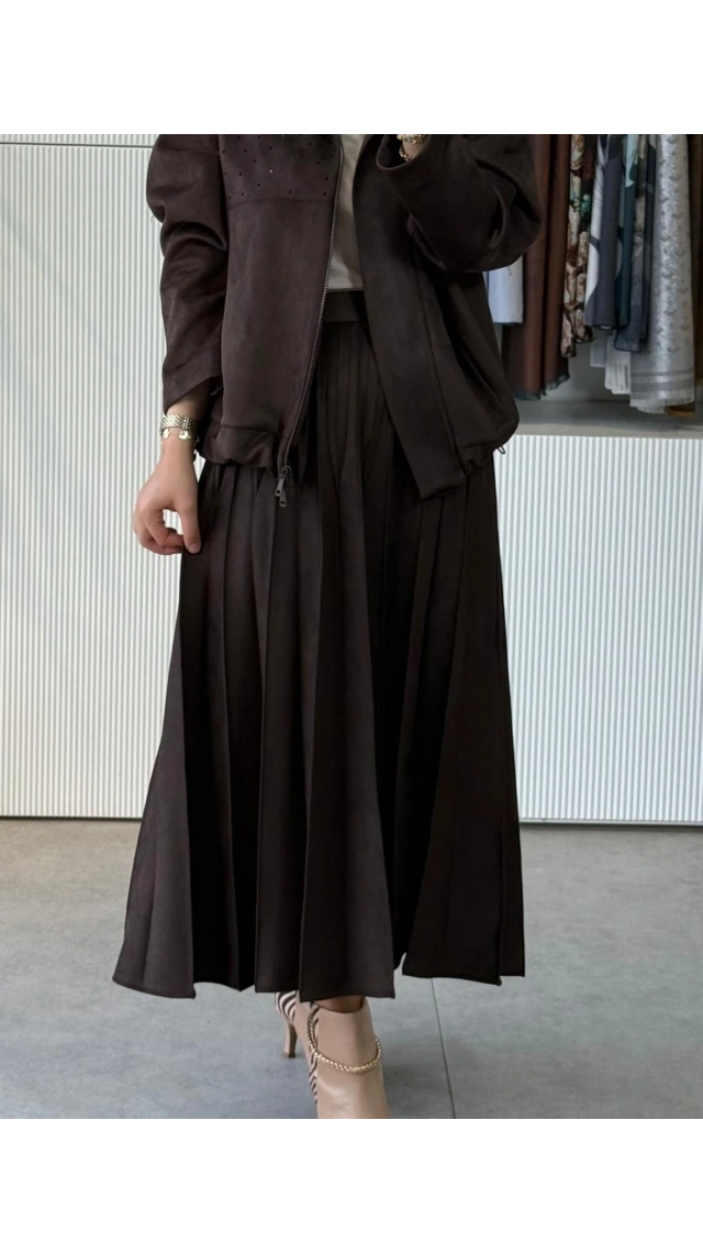 MissWhence 40901 Süet Etek Kahve