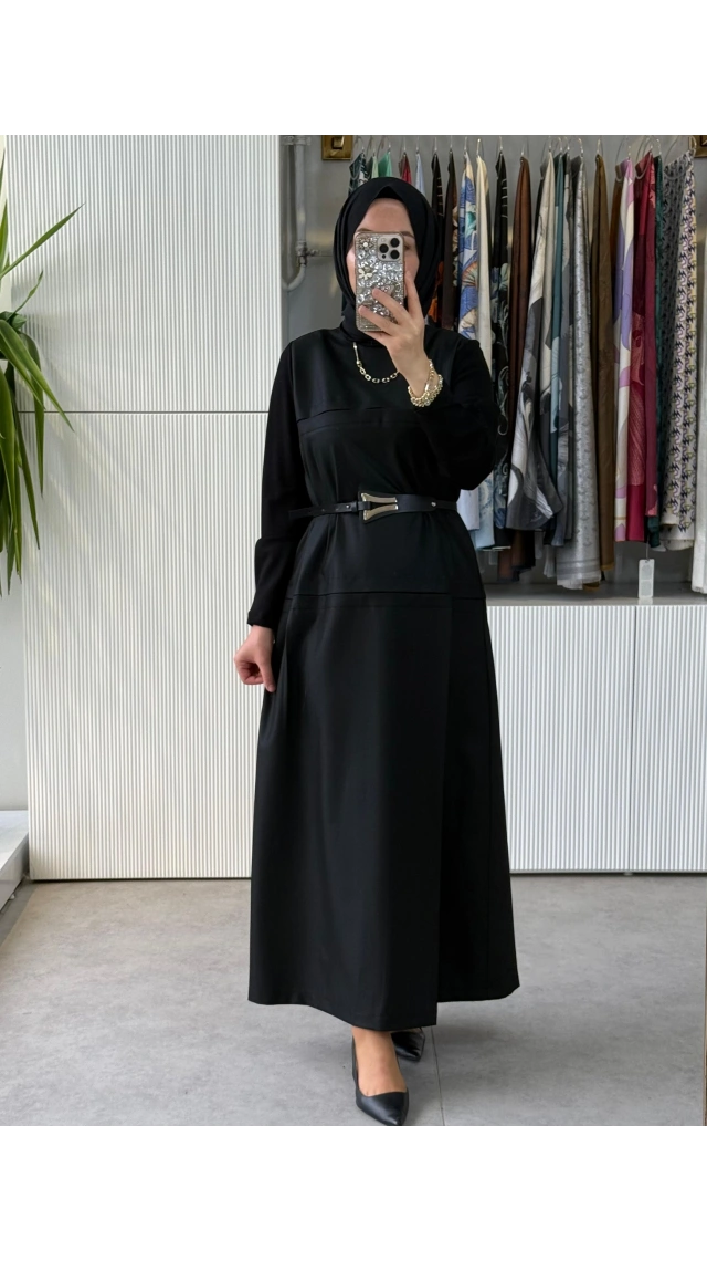 Misswhence Kemerli Elbise 40822 Siyah
