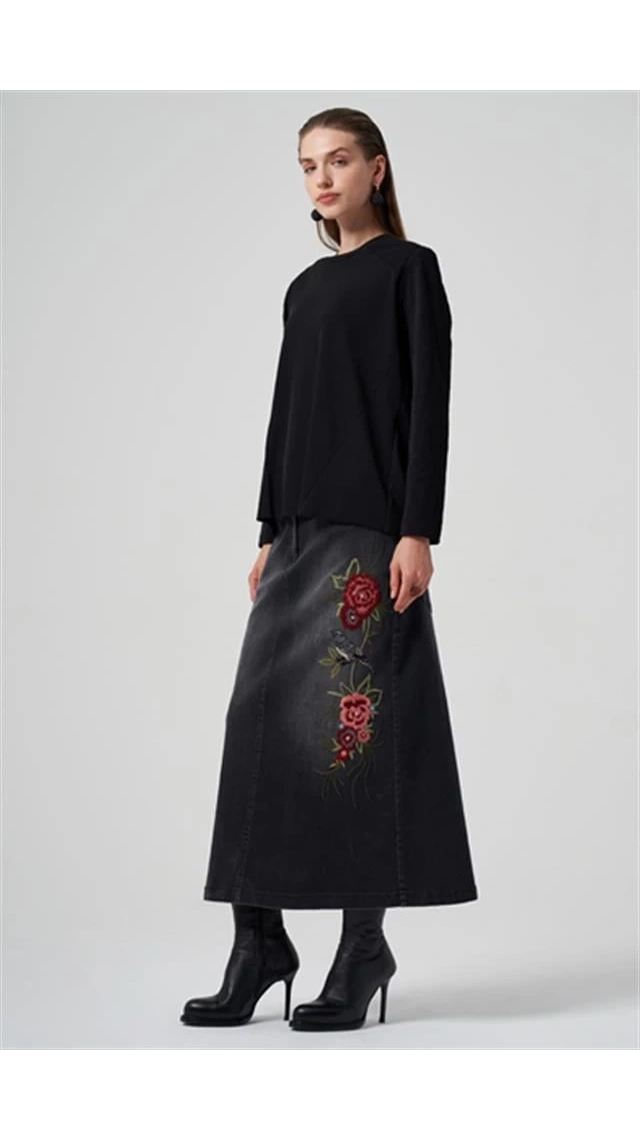 MissWhence Nakışlı Kot Etek 36900