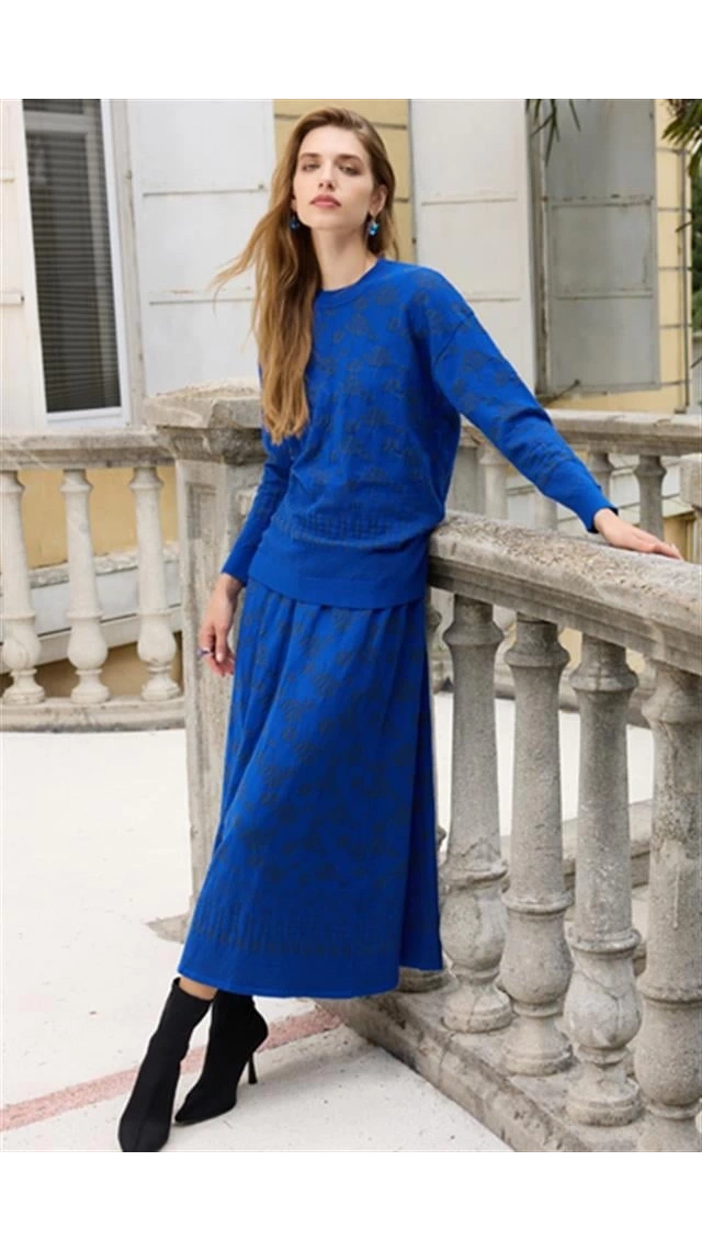 MissWhence Triko Etekli Takım Saks Miss252-T