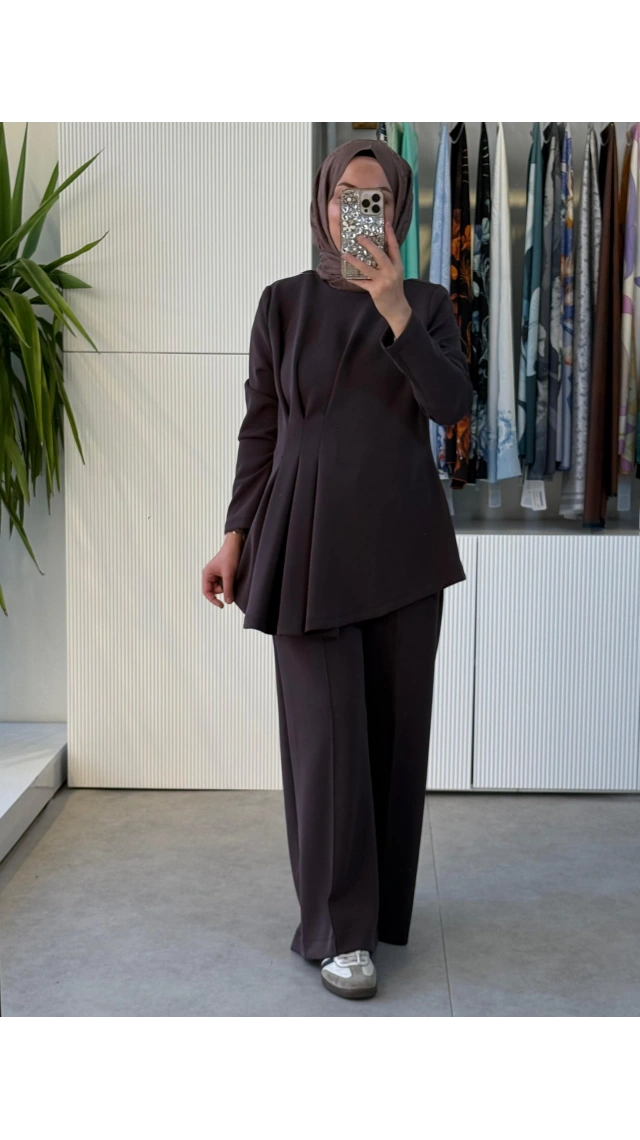 NUSS 1044 PANTOLONLU TAKIM KAHVE