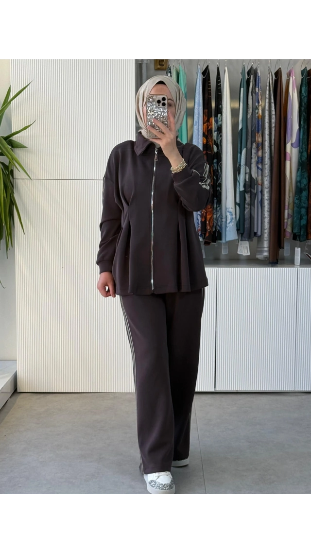 NUSS 1075 PANTOLONLU TAKIM KAHVE