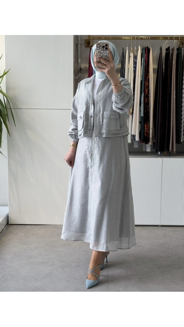 Pearly 0171 Fermuarlı Etekli Takım Mavi
