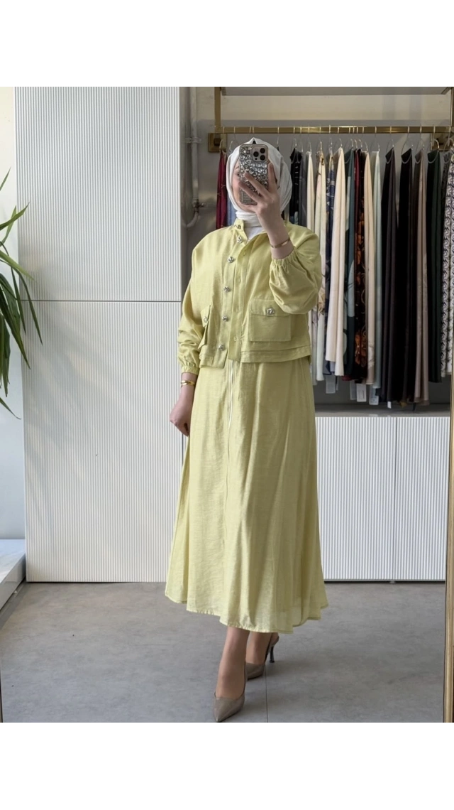 Pearly 0171 Fermuarlı Etekli Takım Sarı